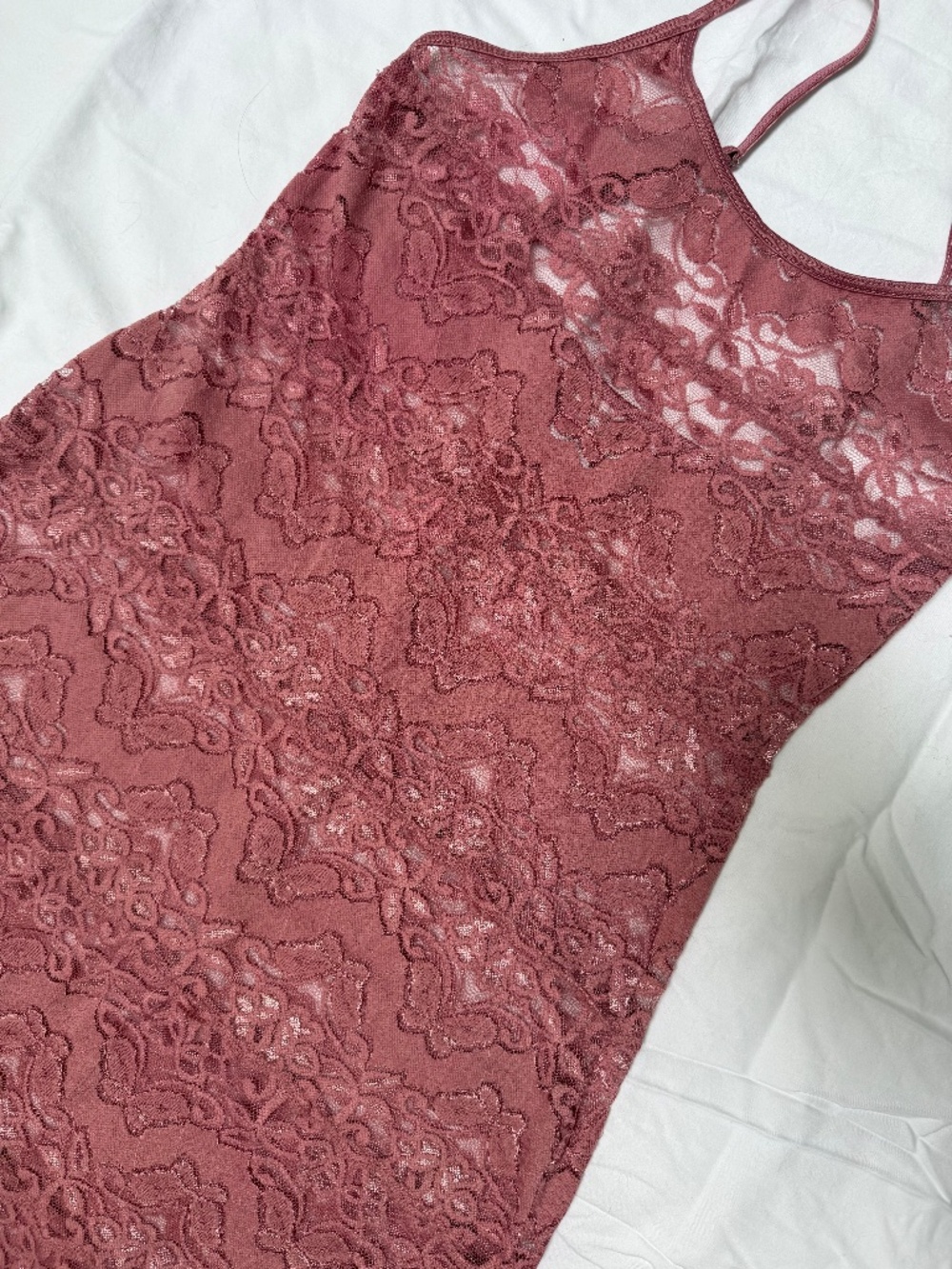 VINTAGE La Vie en Rose butterfly lace slip dress